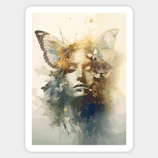 Lepidopterist Butterfly Woman Face Abstract Art Sticker